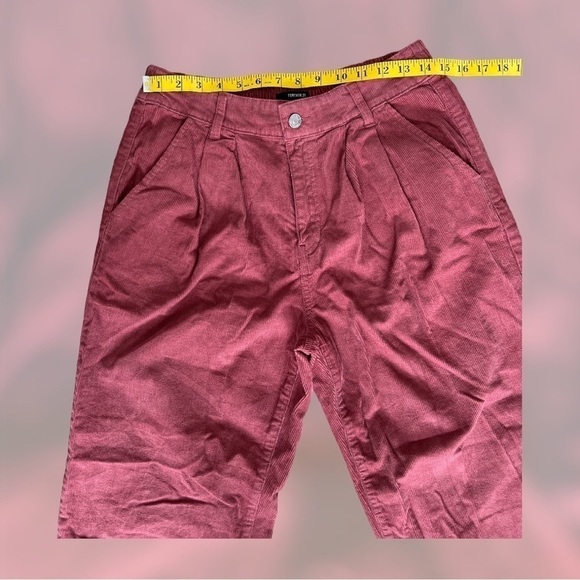 Forever 21 Womens dark peach pleated corduroy pants size L - Picture 4 of 7